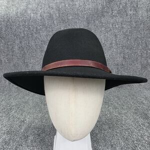 Dormann Pacific Hat Mens 7 1/4 Black Wool Felt Cowboy Wide Brim Leather USA